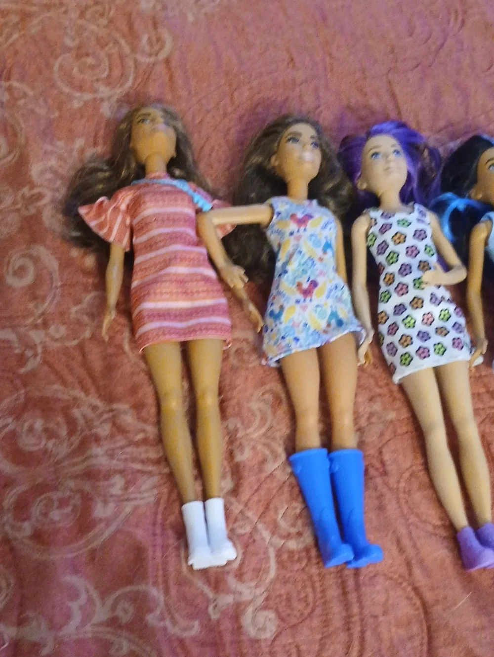 Barbie Fashion Doll Bundle - Assorted Purple, Pink, Blue & Yellow Dresses